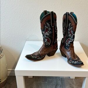 Tony Lama Brown and Black Western Heeled Boots